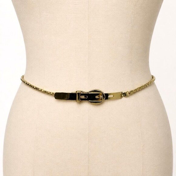 Vintage Gold Skinny Chain Belt Minimalist 70s 80s Disco Era S/M womens belt main image 7